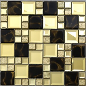建築材料の壁の装飾シャイニーゴールドベベルドミラーモザイクガラスタイル