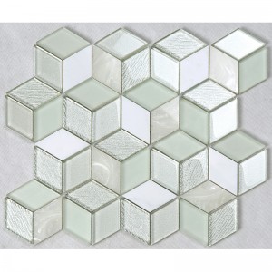 3D効果クリスタルヘキサゴンガラスモザイクホワイトキッチンバックスラッシュカウンタートップ装飾壁タイル
