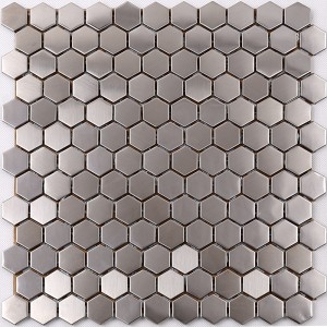 プレミアム高品質の六角形のステンレス鋼の金属モザイクキッチンスプラッシュバックタイル